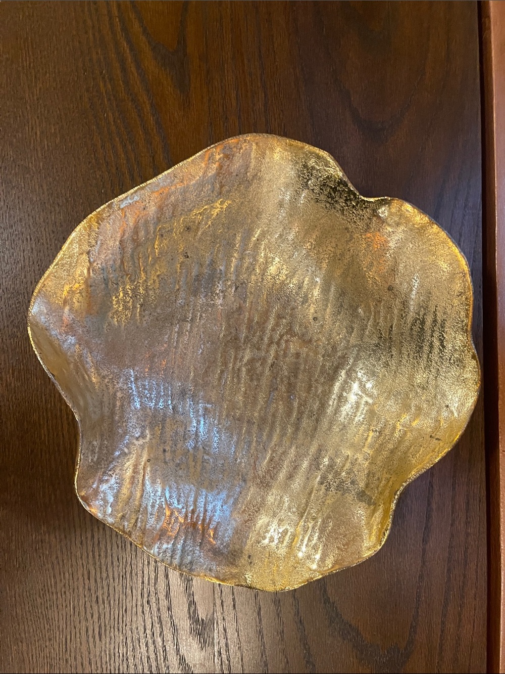 Ing Gold Decorative Wavy Glass Serving Bowl